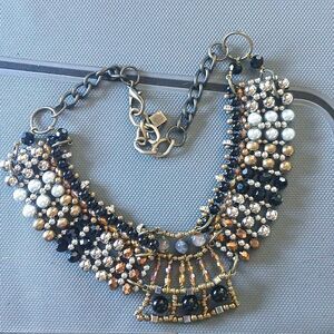 Pam Hiran For Anthropologie Bib Necklace Bronze Metal Multi-Colored Steampunk